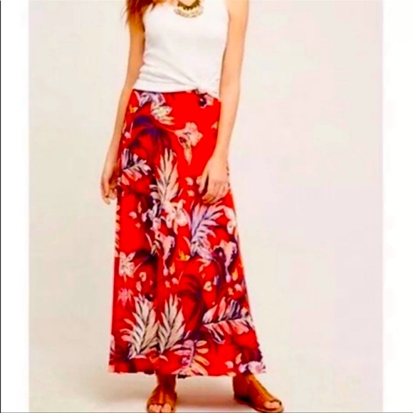 Anthroplogie NWT HD in Paris Silk Floral lined maxi skirt - Picture 1 of 13
